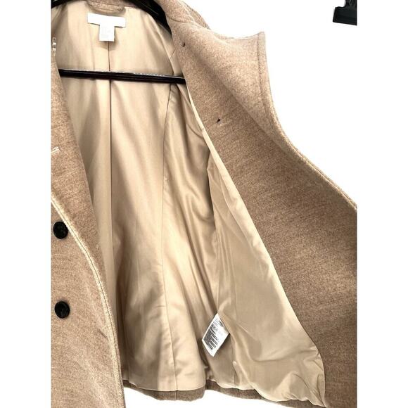 H&M Sz 6 Faux Wool Pea Coat Women’s Lined, Doubled Breasted Beige Career Preppy - Picture 8 of 11